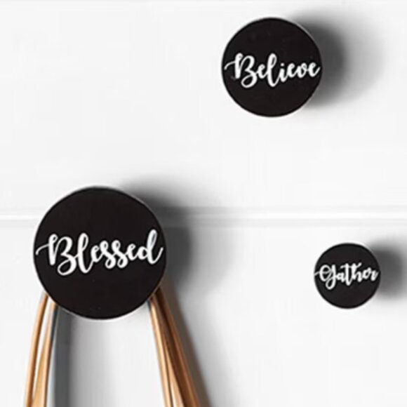 Sentiment Decorative Wall Hooks "Blessed, Gather, Believe" - Picture 2 of 3
